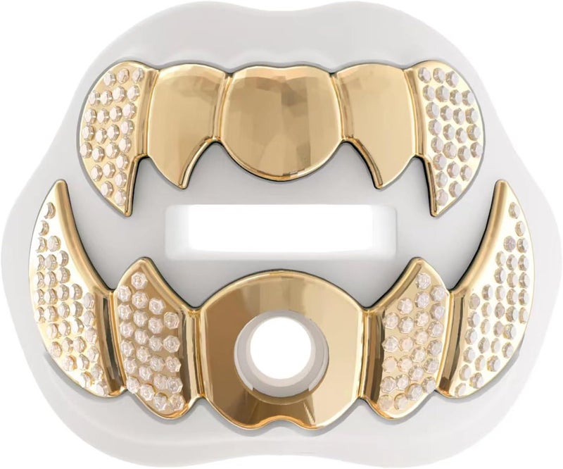 LeCool Football Mouth Guard with Connected Strap- 3D Beast Chrome Adult and Youth Mouth Guard-Mouth Piece for Sports for Maximum Air Flow and Teeth Protection - Image 1